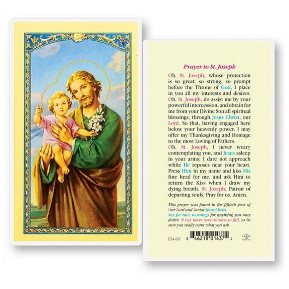 Saint Joseph 50th Year of Our Lord Laminated Catholic Prayer Holy Card with Prayer on Back, Pack of 25