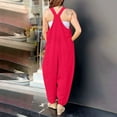 thumbnail image 4 of ZyeKqe Womens Jumpsuits Adjustable Sleeveless Rompers Baggy Wide Leg Overalls with Pockets Loose Fitted Summer Outfits, 4 of 7