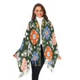 thumbnail image 3 of FORMRS Womens Scarf Winter Soft Long Big Warm Shawls Wrap Tassel Scarves, Blue Geometric Flowers, 3 of 9