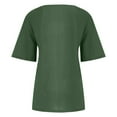 thumbnail image 5 of Women's Vintage Cotton & Hemp Boho Short Sleeve T-Shirt | Soft Round Neck Casual Top for Spring/Summer 2025 Green L, 5 of 5
