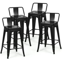 Topbuy Set of 4 Metal Bar Stools 24" Industrial Chair Low Back Black
