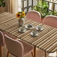 thumbnail image 3 of Country Farmhouse Table Cloths for 8 Foot Rectangle Tables, Vintage Plants Lines Pattern Brown Patio Waterproof Elastic Fitted Tablecloths, Washable Rectangular Table Cover for Camping, 3 of 8