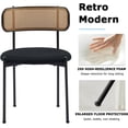 thumbnail image 4 of Rattan Dining Chairs Set of 4, Kitchen Chairs with Curved Cane Backrest &Metal Legs, Modern Dining Room Chair, Round Upholstered Sherpa Chair for Living Room, Black, 4 of 8