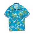 thumbnail image 5 of Leesechin Short Sleeve Shirts For Men Hawaiian Print Lapel Shirt XL Green, 5 of 7