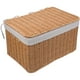 thumbnail image 3 of Cesta tejida con asa y tapa, organizador rectangular de almacenamiento, cesta de mimbre con forro, cesta vacía para organizar juguetes, libros, armarios de niños y bebés, decoración de habitaciones., 3 of 7