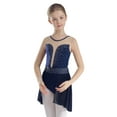 thumbnail image 2 of Doomiva Figure Skating Dress for Kids Girls Rhinestone Sleeveless Ballet Lyrical Dance Leotard Performance Dancewear Navy Blue 14, 2 of 7