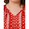 thumbnail image 5 of DARING DIVA Women's Plus Notch V Neck Drawstring Tassel Tie Blouse 1X Red, 5 of 6