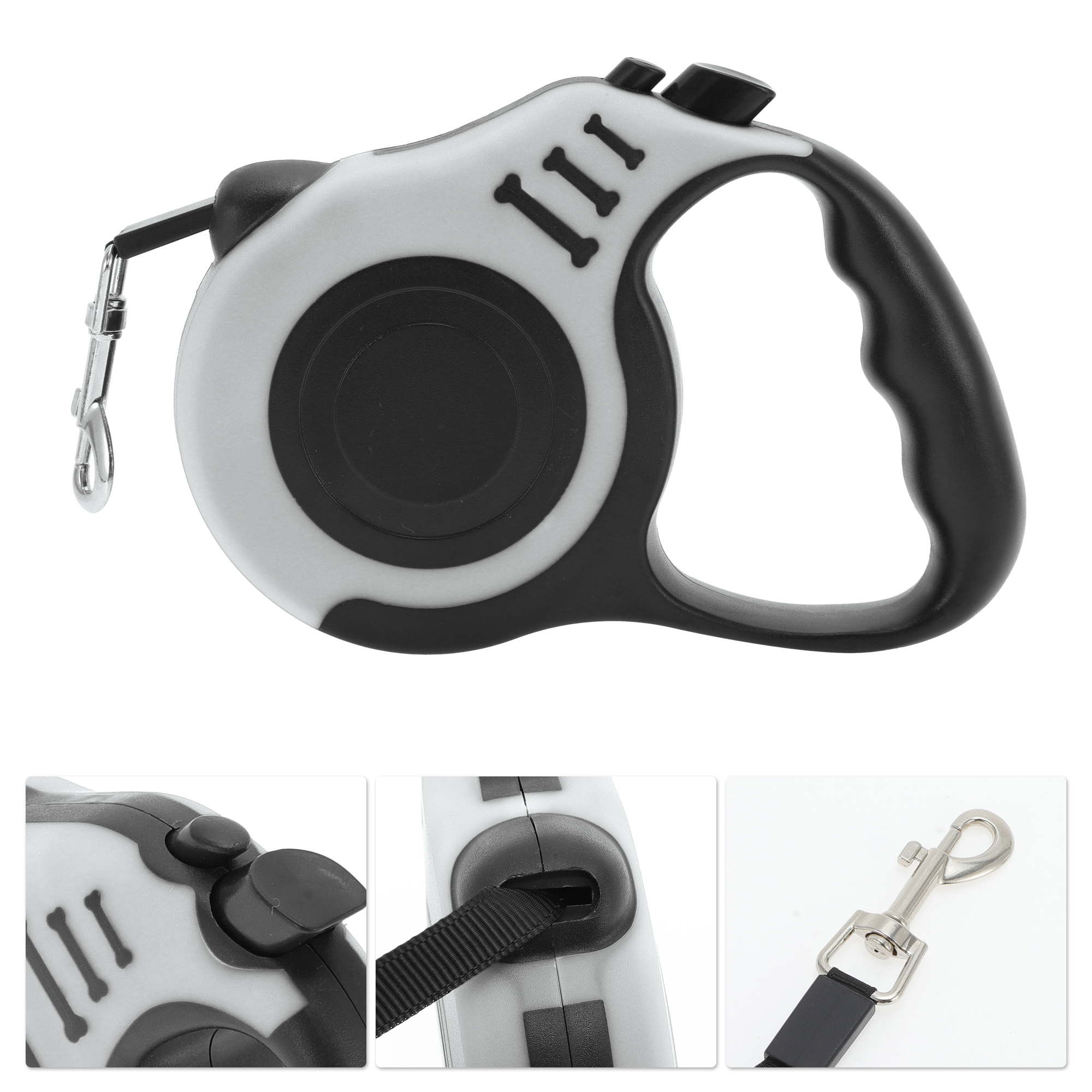 Unique Bargains Retractable Pet Leash Ergonomic Dog Leash with Handle White 118.11"