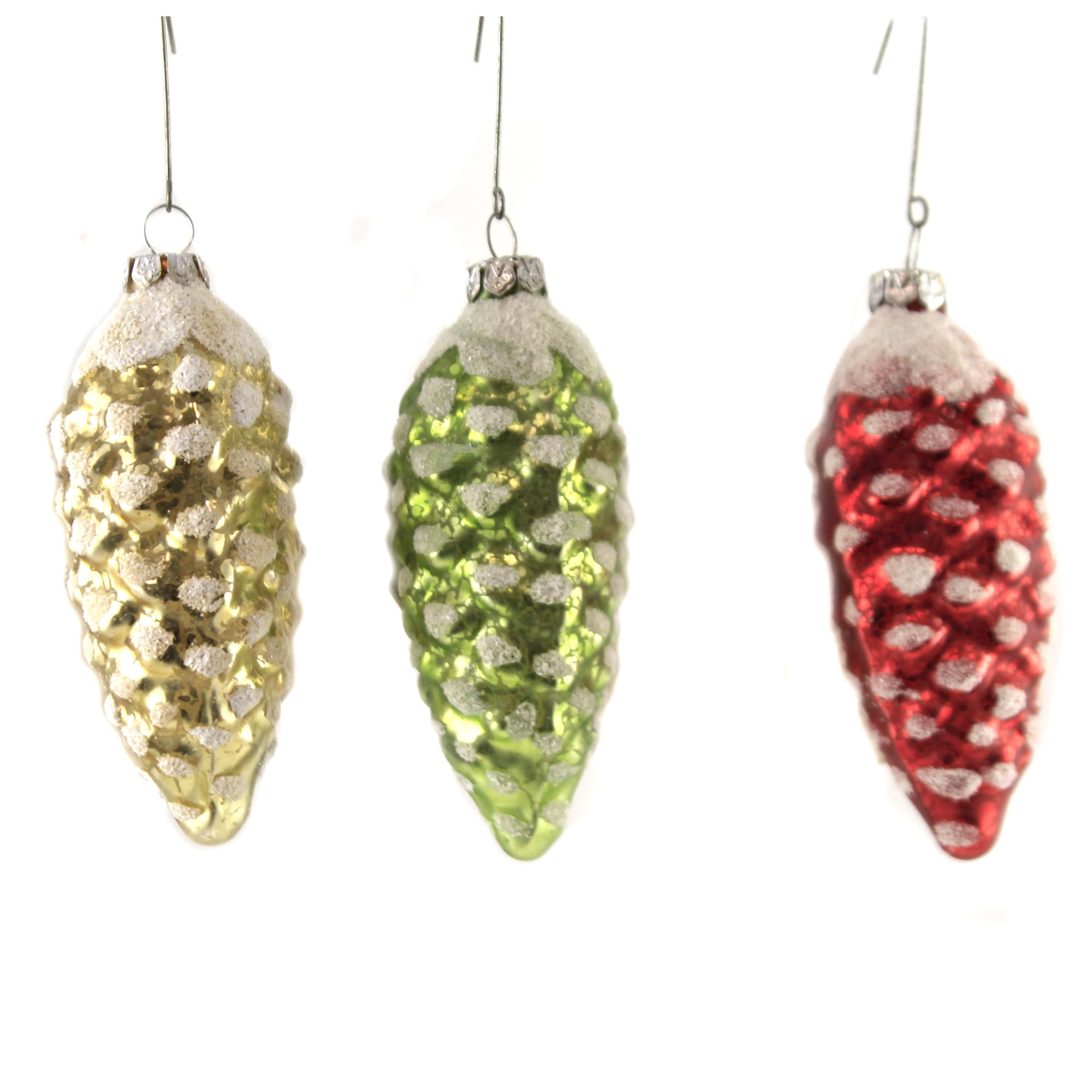 Holiday Ornament Traditional Pinecone Glass Winter Tree Christmas