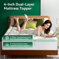 thumbnail image 6 of Niceluck Dual-Layer King Mattress Topper, Cooling Bamboo Viscose Memory Foam Pillow Top, Back Pain Relief Breathable Pad with Deep Pocket & Adjustable Straps, White, 6 of 11