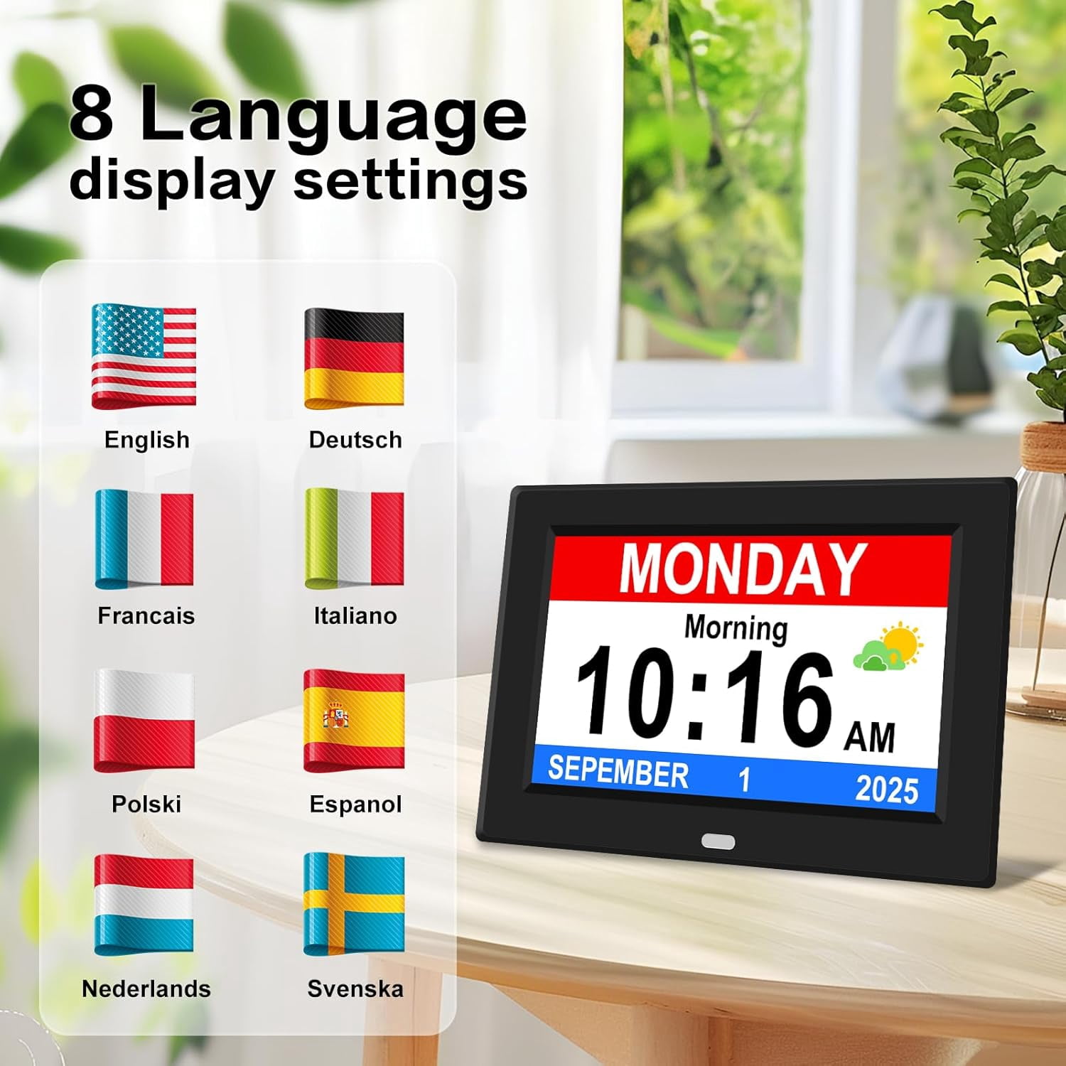 11 Inch Large Display Digital Alarm Clock for Seniors with Date Day Calendar 12 Alarms Auto Dimmer Remote Control Desk Clock