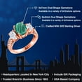 thumbnail image 2 of Gem Stone King 18K Rose Gold Plated Silver 3-Stone Ring Malachite Moissanite (3.50 Cttw), 2 of 6