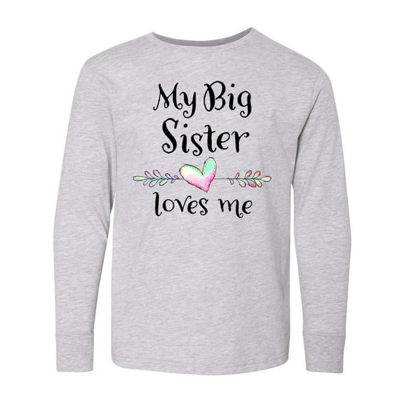 Inktastic My Big Sister Loves Me- Heart Long Sleeve Youth T-Shirt