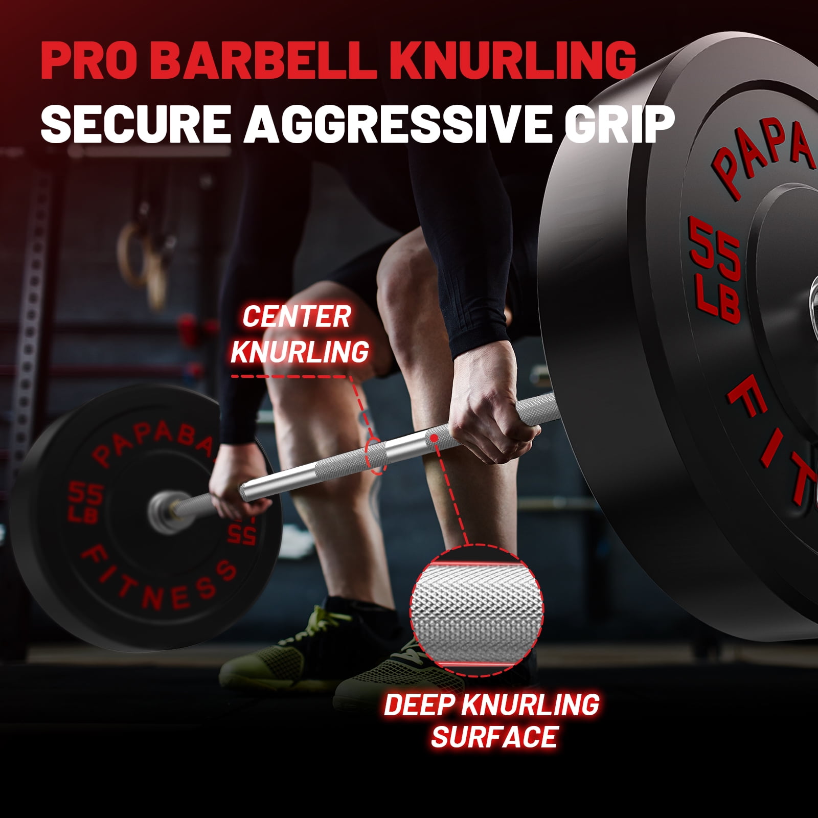 ROALW Olympic Barbell, 2-inch Weight Bar for Strength Training. 7ft Olympic Bar, 1000lb Plus Capacity, Chrome/Zinc Plating, knurled Grip for Bench Press Deadlift Squat, Silver