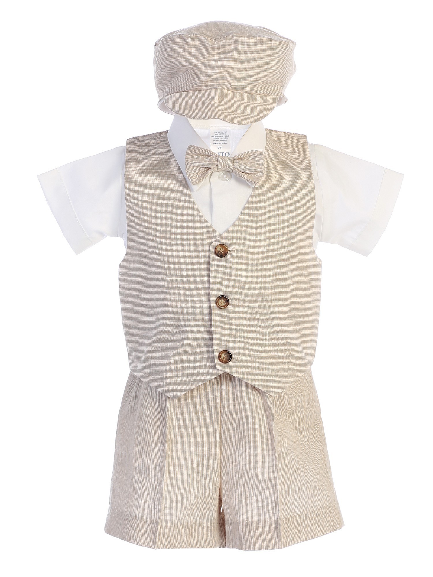 Lito Lito Baby Boys Khaki Vest Shorts Hat Easter Outfit Set