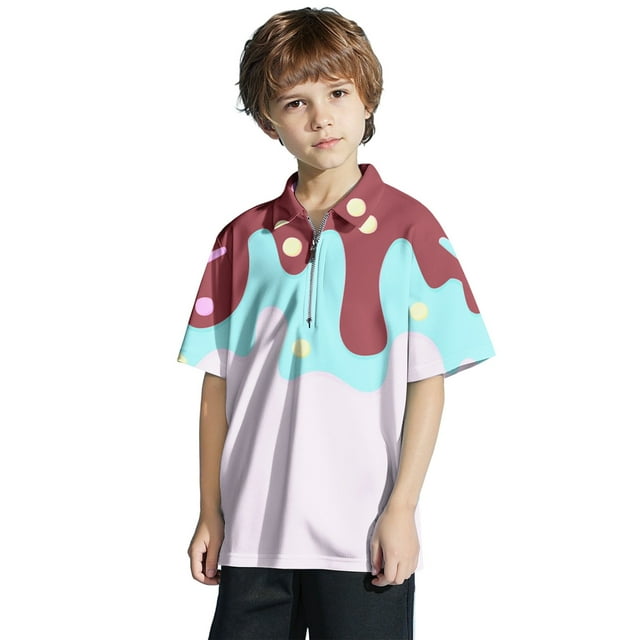 Zhuashum Hauts Garçon 7-8 Ans Chemise Décontractée Manches Courtes Haut Enfants Fête Extérieure avec Col Classique Couture Durable Mode Active Vêtements Garçons Rouge Brique