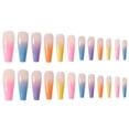 thumbnail image 7 of Glossy Colorful Fake Nails, Coffin Long Press On Nails With Gradient Full Cover For Women And Girls, Acrylic Nails In Rainbow Ombre, 12 Different Sizes Included, 7 of 7
