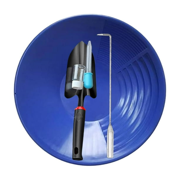 Kit de batea de oro para una minería más fácil con pala manual y gancho. Herramienta de prospección de batea de oro para sitios mineros en ríos y Azul 35cm