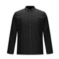 thumbnail image 2 of Zylanna Men's Formal Dress Shirts, Solid Business Button Long Sleeve Turn Down Collar Shirts Black Size 2XL, 2 of 5