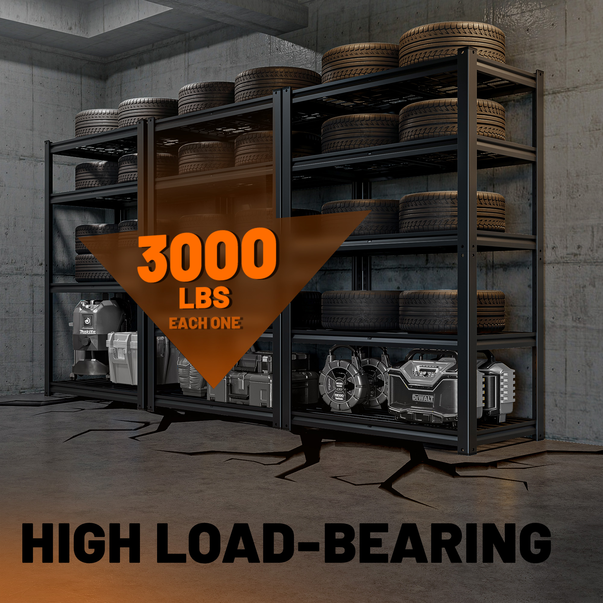 HOKEEPER 5-Tier Heavy-Duty Metal Storage Shelves, 3100 lbs photo 4