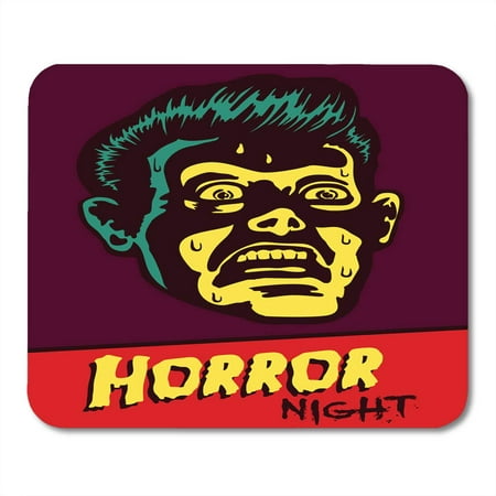 LADDKE Horror Night Halloween Party Movie Event Terrified Vintage Man Face Afraid of Something Creepy Distracted Mousepad Mouse Pad Mouse Mat 9x10 inch