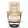 thumbnail image 3 of 32'' Wide Manual Swivel Standard Recliner with Ottoman,Faux Leather,Beige, 3 of 10