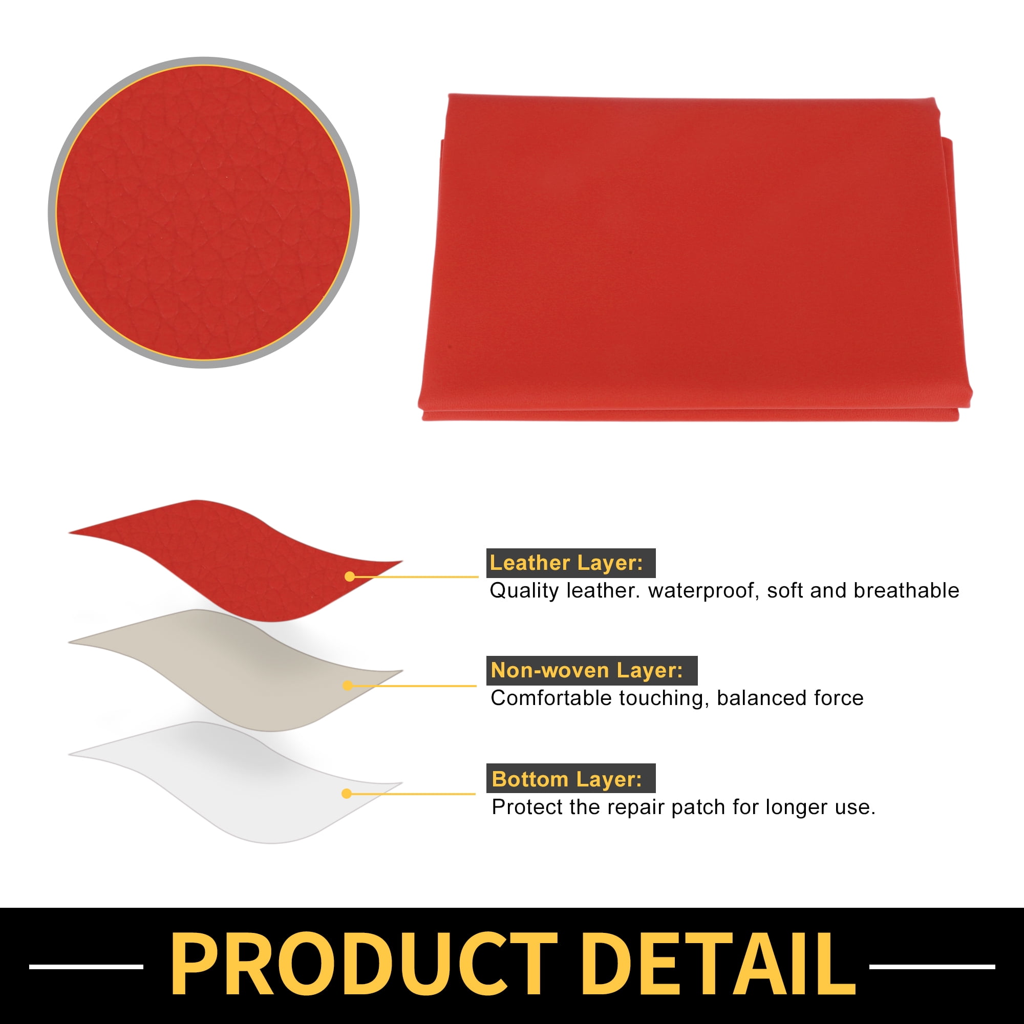 Unique Bargains Leather Fabric Upholstery Leather Repair Patch 274x137cm for Automotive Car Boat Seat Sofa Couches Chair Interior Trim DIY Red 1 Pcs