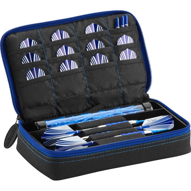 Funda para dardos Casemaster Plazma negra con cremallera de zafiro
