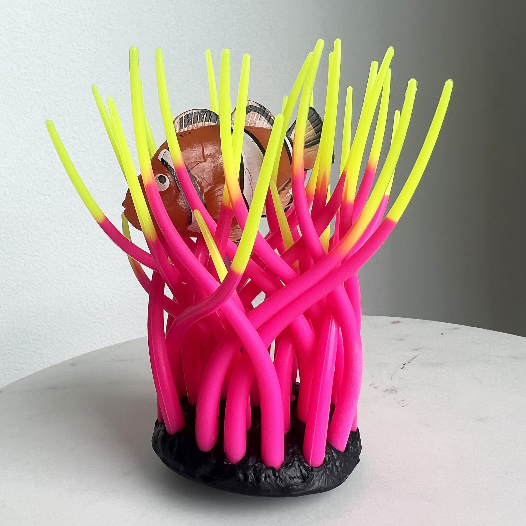 Sporn Fish Anemone Aquarium Ornament, Multi-Color Silicone Material