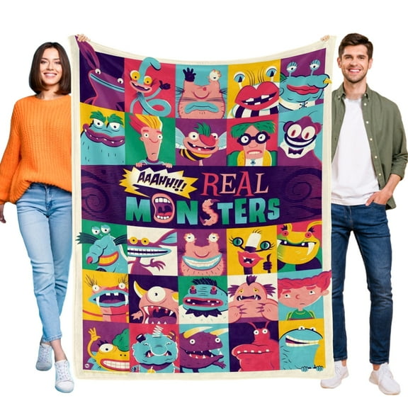 Aaahh!!! Real Monsters Flannel Blanket Fun and Cozy Throw Blanket Perfect for Bedroom Playroom or Travel Ideal Gift for Boys and Girls 30"x40"