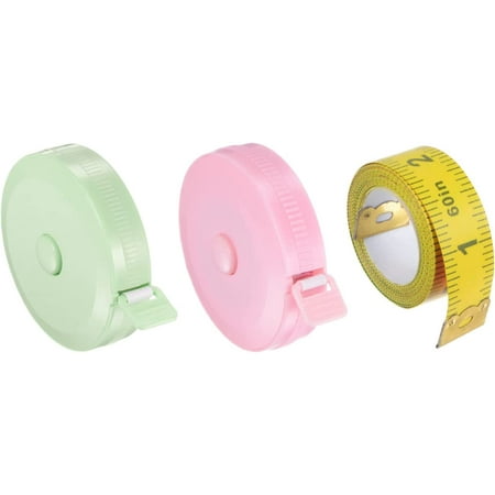 

3pcs Soft Tape Measure Set 150cm/60 Retractable Measuring Ruler with 150cm/60 Multicolor Soft Ruler for Body Cloth Sewing Light Pink Cool Green