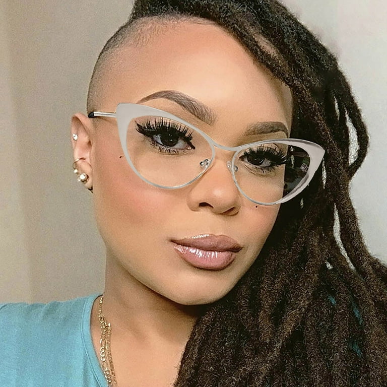Sexy Fashion Cat Eye Cat Lady Glasses Clear Lens Hot for Teen Girls Frames for Adult Clip on Shades for Glasses Circle Glasses for Women with Side Walmart