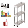 thumbnail image 4 of 3 Capas Rack Almacenamiento Estrecho Con Organizador Ruedas para Baño Doméstico () Blanco, 4 of 9