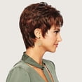 thumbnail image 3 of Pelucas de cabello castaño corto para mujeres con flequillo - Cabello sintético natural - Mezcla rubia resistente al calor (marrón) ER, 3 of 5