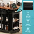 thumbnail image 5 of 53'' Farmhouse Kitchen Island with Two Tempered Glass Cabinet Doors, Kitchen Rolling Island with Power Outlet 5 Open Side Racks and 3 Drawers,Mobile Island Table for Kitchen, Dining Room,Black, 5 of 7