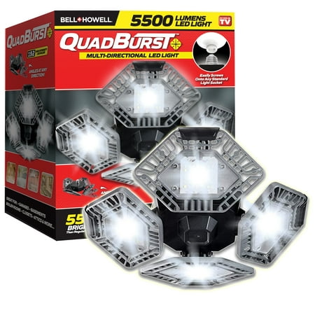 Bell+Howell QuadBurst Garage Light 192 LED, Multi-Directional 4 Panels Lights for Indoor and Outdoor 5500 Lumens