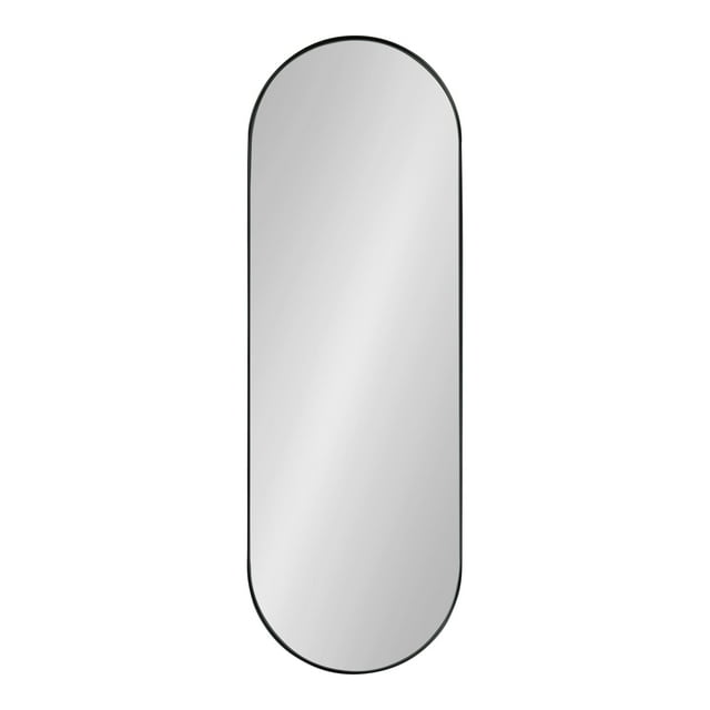 Kate and Laurel Rollo Midcentury Capsule Wall Mirror, 16 x 48, Black, Decorative Full Length Oval Mirror for Wall