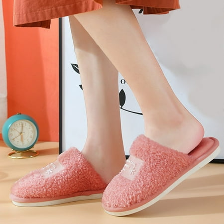 

Gubotare Slippers Women Women s Comfortable House Slippers with Memory Foam Soft Knitted Bedroom Shoes with Warm Plush Lining Watermelon Red 6