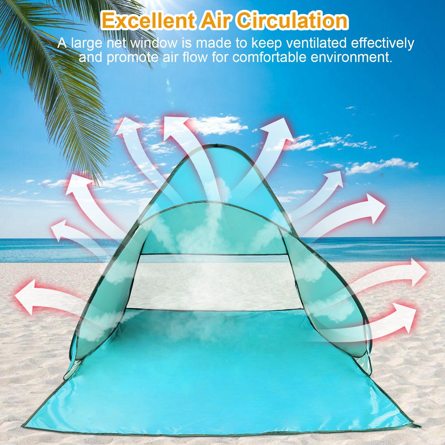 2-3 Person Pop up Beach Tent, iMountek Sun Shelter, Portable Waterproof Fishing Camping Tent with Carry Bag, Green