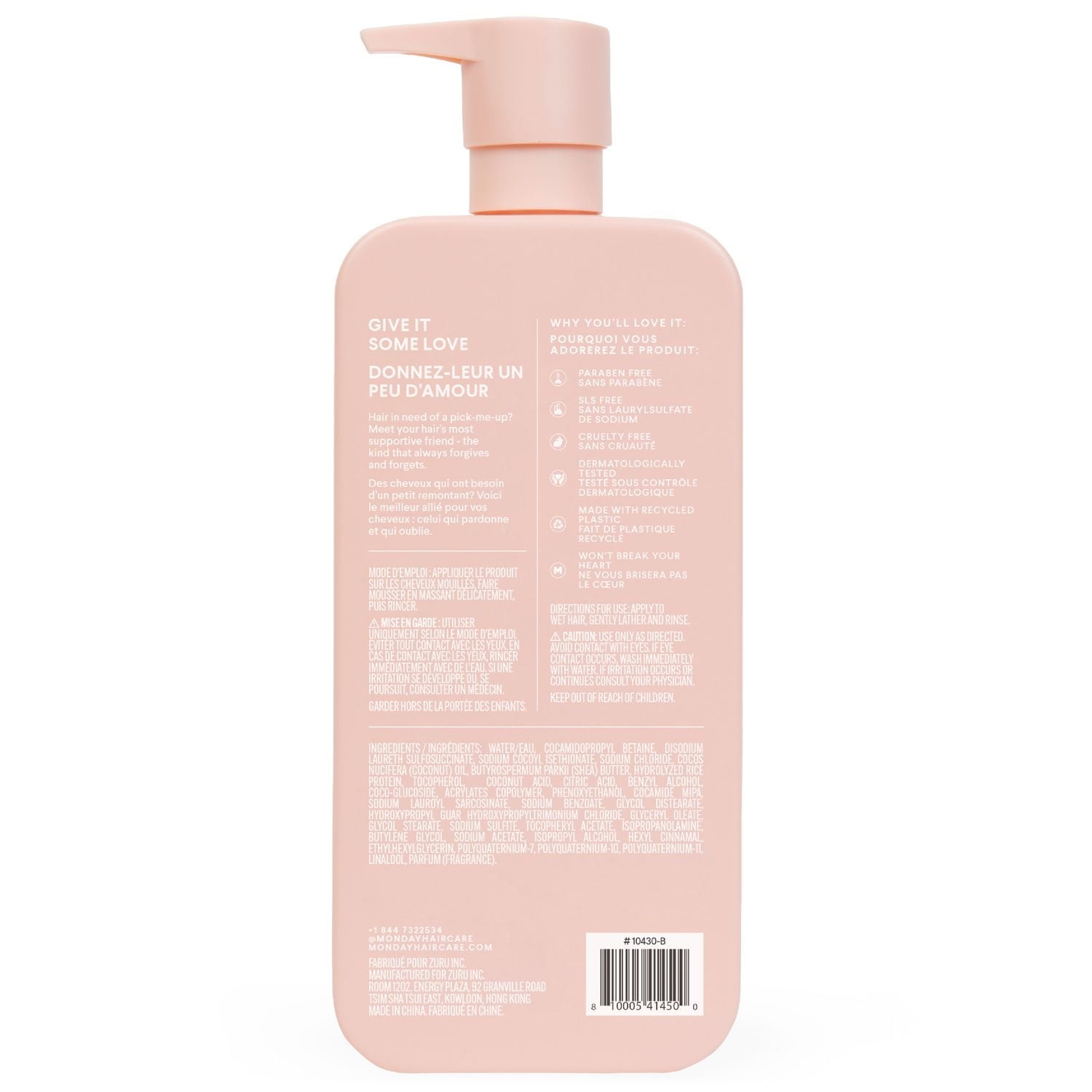 MONDAY Haircare Shampooing hydratant avec acide hyaluronique et beurre de karité pour cheveux secs et ternes 798 mL 798 ml