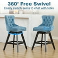 thumbnail image 2 of Swivel Bar Stools Set of 2, Velvet Counter Height Bar Stools with Back, Swivel Dining Chair with Button Tufted and Wooden Legs, Kitchen Chair Counter Stools for Kitchen Island, Ligth Blue, 2 of 9