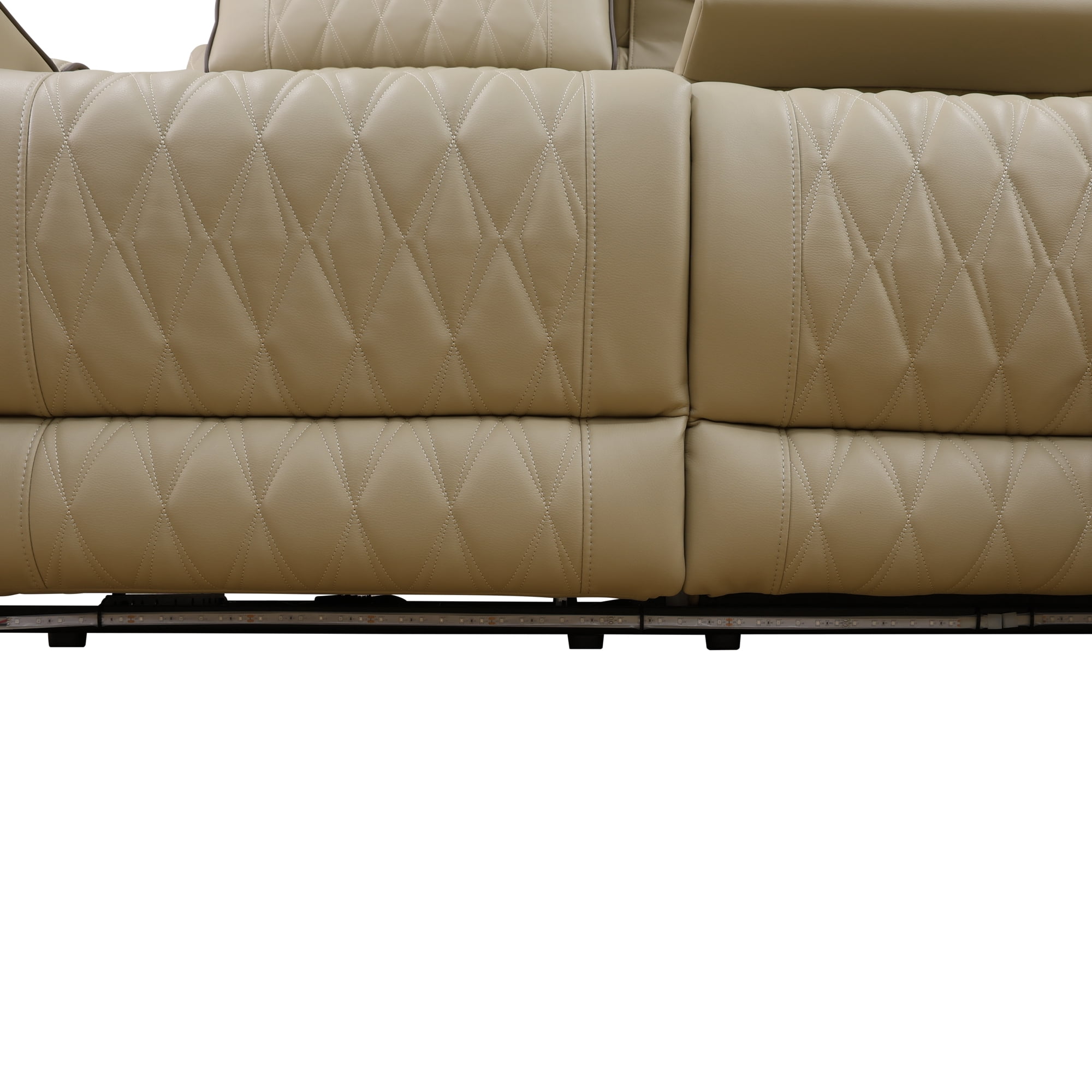 Recliner Sofa with LED Lights, Living Room Furniture Breathing Power Leather Sofas with Storage Console/Cup Holders