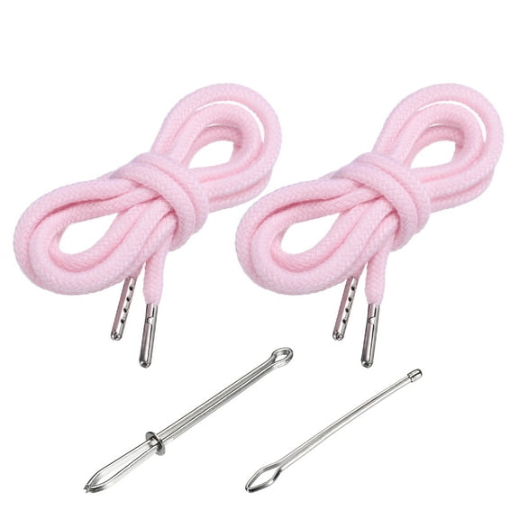 Uxcell 51 Inch Drawstring Cords, 2pcs Replacement Draw Strings with 2pcs Easy Threaders for Shorts Pants Jackets Coats Sweatpants Hoodie, Light Pink