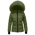 thumbnail image 2 of Womens Tops Long Sleeve Winter Jacket Hood Waist Overcome Outer Coats Jacket with Pocket,Blouse for Women Army Green M, 2 of 6