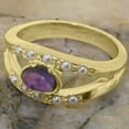 thumbnail image 5 of LBG British Made 10k Yellow Gold Natural Amethyst & Cultured Pearl Womens Band Ring - 33 size options - Size 12, 5 of 7