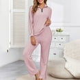 thumbnail image 7 of FNFYFH Womens 2 Piece Outfits Ribbed Knit Lounge Sets Cozy Half Zip Sweatsuit Sets Wide Leg Jogger Tracksuits, 7 of 7
