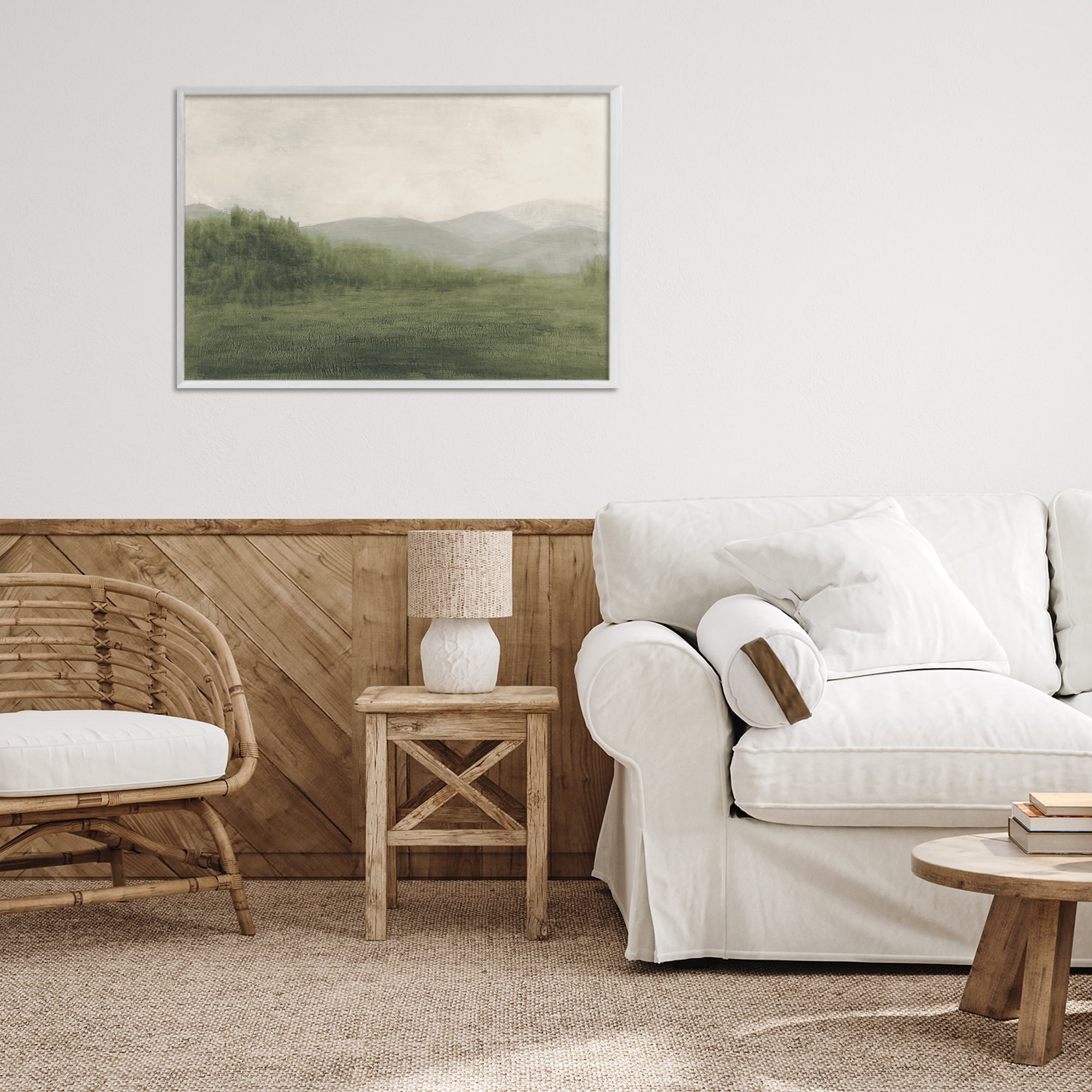 Stupell Industries Fog Green Countryside White Framed Giclee Art, design by Walt Johnson