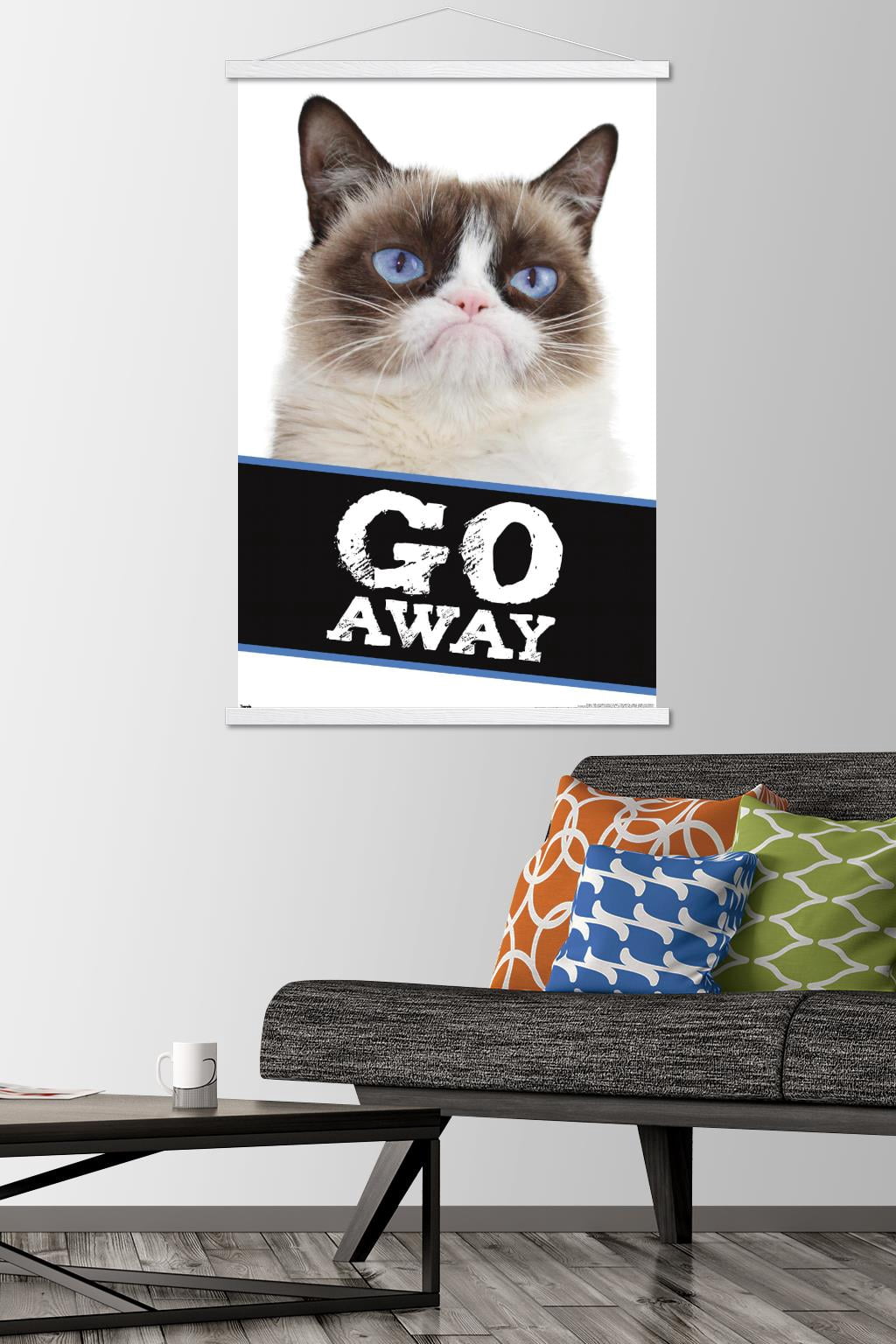 Grumpy Cat - Go Away Wall Poster with Magnetic Frame, 22.375" x 34"