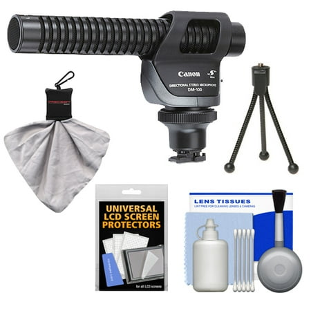 Mini Video Beam Canon Canon DM-100 Directional Stereo Microphone + Mini Spudz + Cleaning Kit for VIXIA HF M52, M50, M500, M50, M400, M301, M300, M41, M40, M32, M31, M30, S30, S200, S21, S20, G10, G20 Camcorders ()