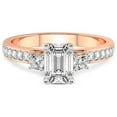 thumbnail image 3 of 5 Carat IGI Certified Emerald Shape Lab Grown Diamond Engagement Ring | 14K Rose Gold |Trilogy Three Stone Diamond Ring | FG-VS1-VS2 Quality Friendly Diamonds, 3 of 4